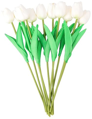 Yardenfun 10stücke Fake Tulpen Pu Lustige Bunte Tischdekoration Für Zuhause Und Geschäfte Weiß Kunstblumen Für Heimdeko Und Floristik