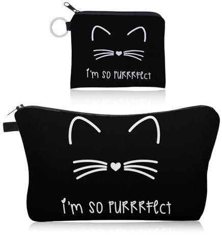 2 sacs de rangement pour chats noirs, trousse de toilette portable, porte-monnaie mignon, sac multifonctionnel, noir, taille unique, moderne