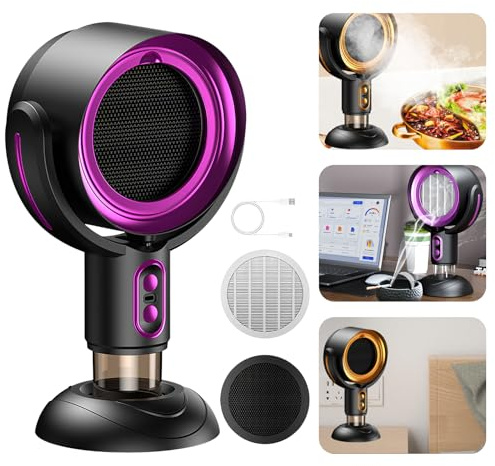 Puff Chill Fan for Smoking, The High Fan for Smoking with 2 Speed Adjustment, Separate Oil Fumes & Easy to Clean, Portable Desktop Smoke Fans for Kitchen Indoors Barbecue, Gifts for Men Women (purple)