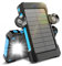 Solar Power Bank 26800 mAh with Suction Cup Holder, Solar Charger External Batteries 3 Ports for 15W Fast Charge with Torch Light/SOS/Strobe Waterproof Outdoor Power Bank for Phone