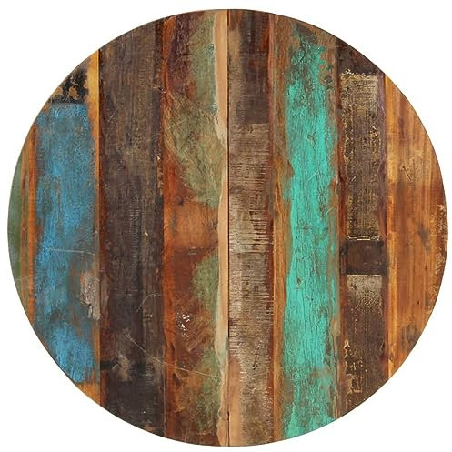 Fasba Tischplatte Rund 80 cm 15-16 mm Altholz Massiv, Ersatztischplatte Platte für Esstisch Couchtisch Gartentisch