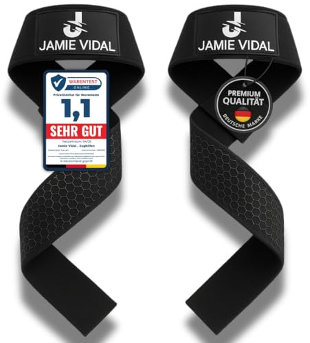 JAMIE VIDAL Zughilfen Krafttraining - schweißresistent - Silikon, Rutschfest, Lifting Straps, Kraftraining, Zughilfe, Fitness Zubehör, Wrist Straps, Krafttraining Frauen, Zughilfen gym, versa