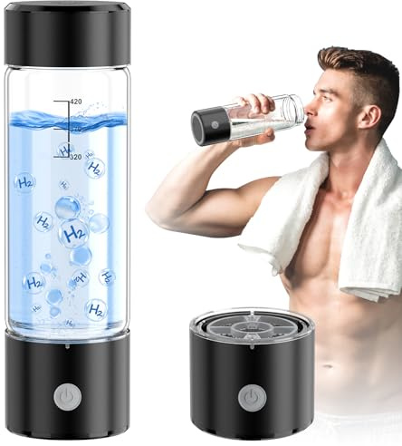 MOVOCA Hydrogen Water Bottle, 3Min 2200PPB Rapid Hydrogen Water Generator -SPE PEM Tech, 15OZ Portable Hydro Water Machine, Health Care Gifts for Husband, Wife, Family, Friends, Travel(Black)