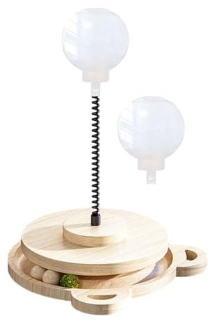 Balle de nourriture pour chien - Balle de nourriture en bois pour ralentir l'absorption de nourriture - Avec tige à ressort - Pour jeu domestique - Races de chiens de taille moyenne et grande taille