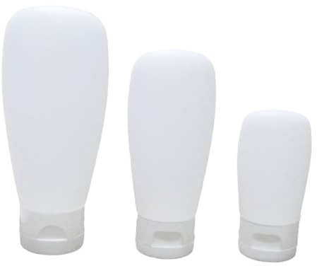 TOYZFRIENDY Bouteilles 60ml Cosmétique Portable pour 100ml Réutilisable Lotion Kit 3pcs Rechargeables en Silicone 30ml pour Voyage et Usage Extérieur