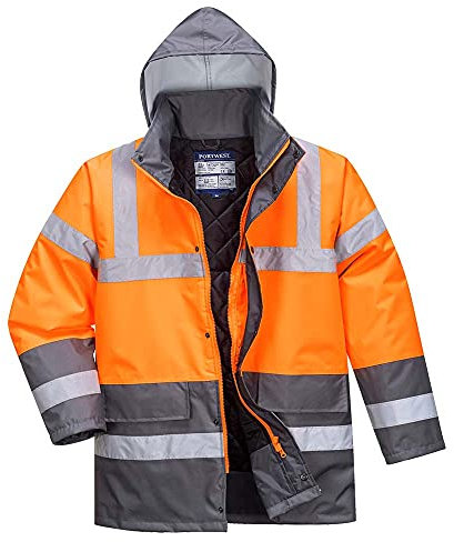 Portwest Homme Hi-vis Two Tone veste blouson parka chaudes, orange/gris, L EU