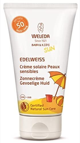 Weleda: Crema solare Edelweiss Sensitiv, protezione SPF 50, confezione da 50 ml (etichetta italiana non garantita)