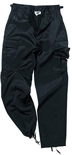 Mil-Tec US Ranger Hose Typ BDU • Herren Cargohose mit 6 geräumigen Taschen • Taktische Hose mit verstellbarem Kordelzug & Gürtelschlaufen • Feldhose für Outdoor, Arbeit & Freizeit • Schwarz, L