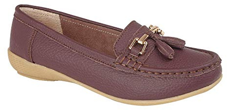 Jo & Joe Ladies Leather Loafer Shoes Plimsole Pumps Womens Flat Shoes Grape Size UK 7 EU 43