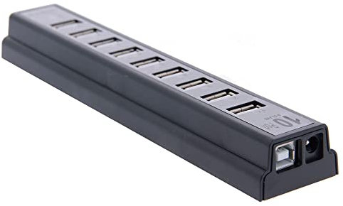 HUB 10 porte USB, adattatore multiconnettore, nero