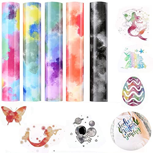 Eterspr 5 Pezzi Vinile Trasferimento Arcobaleno, HTV, per Magliette Fai da Te, Tessile, Arte Applique