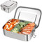 HONZUEN Lunch Box,Stainless Steel 1400ML Bento Box with 2 Compartments,Reusable Bento Lunch Box Food Sandwich Salad Box Storage Container Leakproof Lunch Boxes for Adults Kids Office and School