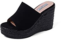 QUEEN HELENA Zatteroni Sandali Alti Zeppe con Fascia Platform Donna ZM9444A (ZM9444C Nero, numeric_38)