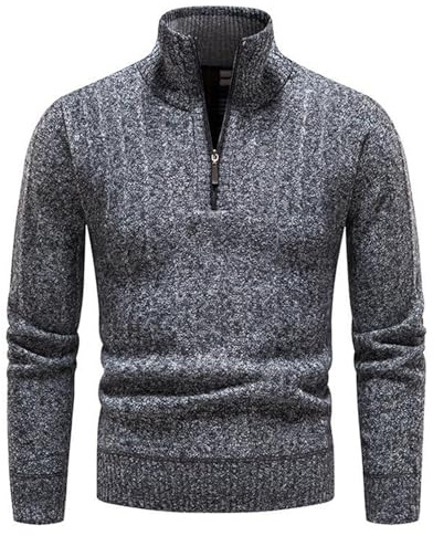 OlyljpinZ Herren Fleece Pullover mit Viertelreißverschluss Turtleneck Pullover Langarm Leichter Arbeitspullover Bequem Weich Warmer Winter Sweater Rollkragen 1/4 Zip Pullover