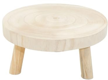 Spetebo Disque d'arbre naturel rond - 25 cm / grand - Tabouret à fleurs en bois avec 3 pieds - Support pour plantes - Support pour fleurs - Plateau pour plantes - Tabouret décoratif