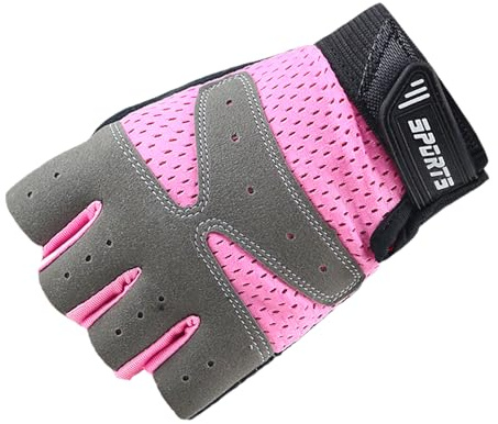 VINWO Girls Fingerless Bike Gloves, Sport Work Out Gloves for 5-12 Year Girls Monkey Bars Rock Climbing Cycling (Pink, Small for 5-8 Y)