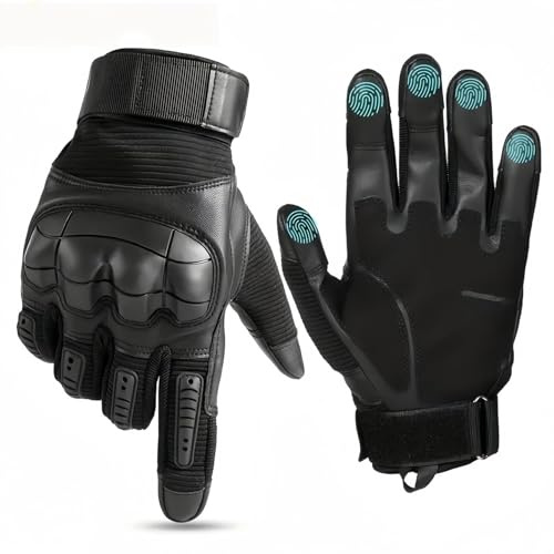 Ruck and Recon Tactical Gloves - Kevlar Tactical Gloves by Ryck & Recon for Men, All Palm Touch Screen, -20°f to 120°f Weatherproof & Knuckle Guard Design, for Any Mission(Black,Large)
