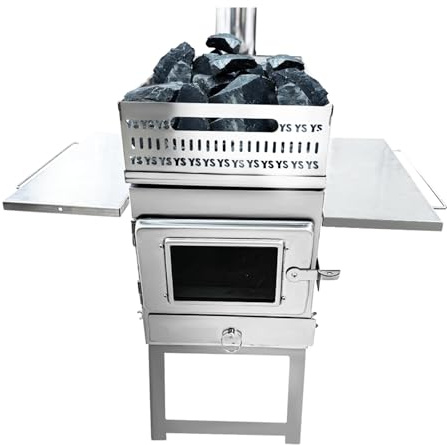 Stufa Per Sauna Stufa a legna pieghevole da campeggio, ardere a carbone, stufa for sauna, riscaldamento for Tende, a portatile for per Giardino(Silver)
