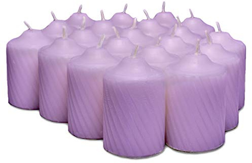 Lavender Scented Votive Candles - 15 Hour Long Burn Time - Textured Finish - Box of 20