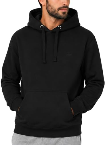 Iron Mountain IMSWT203 återvunnet garn för män miljövänligt anti-nopp mjuk fleece flexibel bekväm arbetskläder huvtröja topp tröja, svart/tonad logotyp, medium