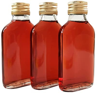 DIAH DO IT AT HOME 10 x 100ml Flask Empty Glass Bottles 100ml and GOLD Screw Caps for Filling it Yourself Storage Wine Gin