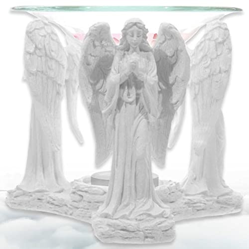 Lámpara aromática Silent Angels, diseño de ángel de la guarda de ángel, luz aromática, portavelas, altura 10 cm, figura de ángel