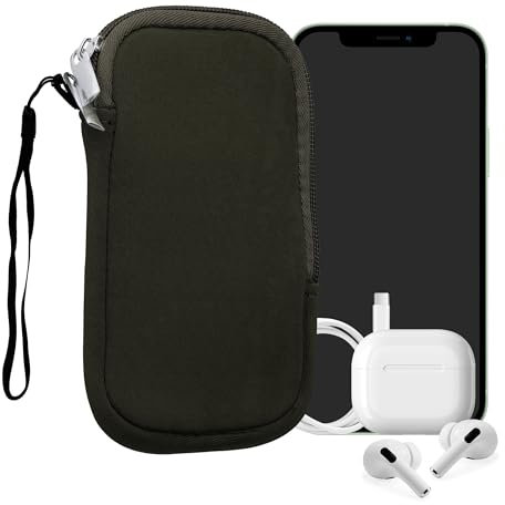 kwmobile Handytasche für Smartphones XL - 6,7/6,8 - Neopren Handy Hülle Dunkelgrün - Handy Tasche 17,2 x 8,4 cm Innenmaße