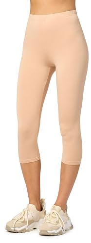 Merry Style Damen Leggings 3/4 Capri Leggings aus Viskose MS10-144 (Nude, L)
