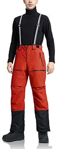 Pioneer Camp Herren Skihose Gefüttert mit Hosenträger Ski Hosen Schneehose Snowboardhose Outdoorhose Orange Rot L