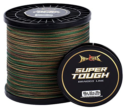 HERCULES Super Tough Braided Fishing Line 300 Yards Braid Fishing Line 10lb Test for Saltwater Freshwater PE Braid Fish Lines 4 Strands - Camo Green, 10lb, 300yds