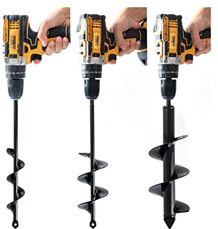 VASGOR Set 3 (1.6x12, 2.6x12, 3.5x12) Auger Drill Bit for Planting - Easy Planter Garden Auger - Bulb & Bedding Plant Augers - Posthole Digger for 3/8” Hex Drive Drill