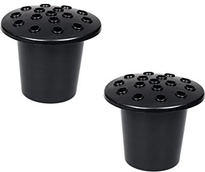 Invero Set of 2 Memorial Grave Vase with Lid Plastic Pot Insert Flower Holder - Ideal Grave Decoration for Fresh or Artificial Flowers - Black Lid