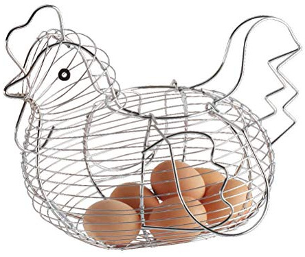 Cesta de Huevos de Alambre de Pollo con Asa, Cesta de Almacenamiento de Huevos en Forma de Pollo de Alambre de Metal Estético, Cestas Decorativas de Almacenamiento de Cocina