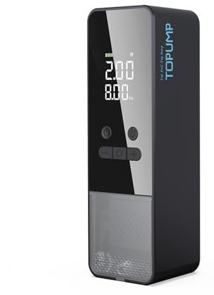 TOPUMP Luftpumpe Elektrisch 150PSI, 7200mAh Tragbarer Luftkompressor, Fahrradpumpe Akku Kompressor mit Manometer Schnelles Aufpumpen für Autoreifen/Motorradreifen/Fahrradreifen/Bälle