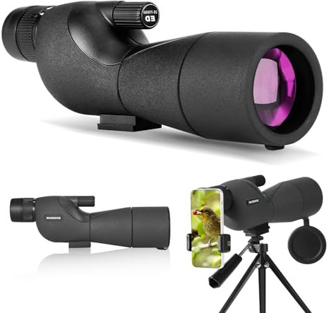 25-75X Spektive mit Stativ, Zoom Wasserdichtes BAK4 Prisma-Monokular-Teleskop für Vogelbeobachtung, Zielschießen, Wildtiere, Jagd und Landschaft, mit Telefonadapter und Hülle