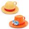 Roffatide Anime Kaffeetassen Affe D. Portgas·D· Strohhut Keramik Kaffee Tee Milch Tasse Büro Tasse Geschenk oder Souvenir für Weihnachten Geburtstag 2 Pcs Set