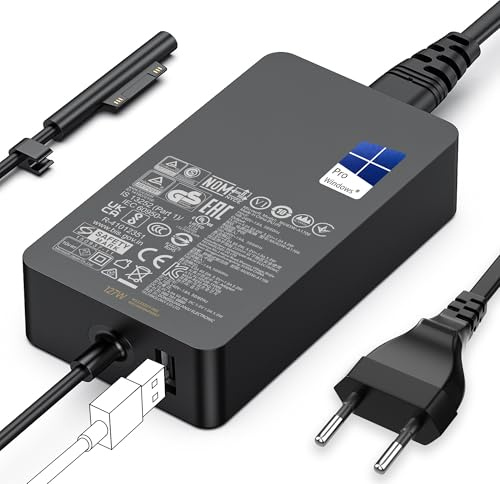 Surface Ladegerät 127 W 15 V 8 A Netzteil für Microsoft Surface Book 3/Book 2/1, Surface Laptop Studio 2/1, Surface Pro 11/10/9/8/7+/7/6/5/4/3/X, Surface Laptop 7/6/5/4/3, Windows Surface Go/Tablet