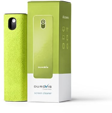 Display Reiniger Durovis Essentials | All in one Screen Cleaner Spray | Bildschirmreiniger mit Mikrofasertuch inkl. 10ml Glasreiniger ohne Alkohol für Auto, Smartphone, Laptop, Tablet (Lime)