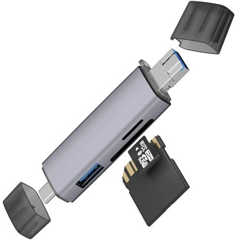 Amzpas Lecteur de Carte SD USB C Adaptateur Card Reader en Aluminium pour SD/Micro SD/SDHC/SDXC/MMC, Compatible avec MacBook Pro/Air, Chromebook, Android Galaxy
