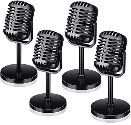 Qutsvosh 1 ensemble d'accessoires de microphone rétro modèle vintage microphone antique jouet microphone scène décoration de table noir