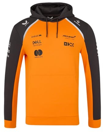 McLaren F1 Team Hooded Sweatshirt, Hoody, Official 2025 Season, Orange and Grey (UK, Alpha, L, Regular, Regular, Orange)