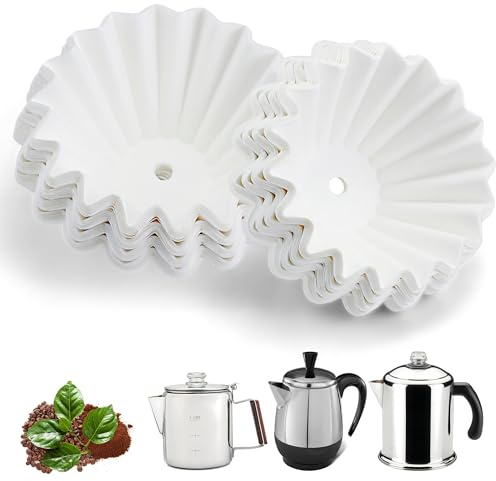 Coffee Filters Compatible with Farberware Coffee Percolator, 150 Pcs White Percolator Filters for Farberware FCP240/Yosemite, Coletti Bozeman 6/9 Cup, Elite Gourmet EC140