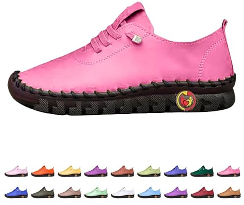 Zapatillas de mujer 42 de ancho H, zapatos de verano para mujer, cómodas, de piel, ligeras, impermeables, antideslizantes, para senderismo, para el ocio, con cordones, suela suave, zapatillas de