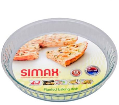 SIMAX Moule à Tarte en Verre - Contenance 1,70L - Dimensions Ø28 x 4 cm - Verre Borosilicate Très Haute Résistance - 6556