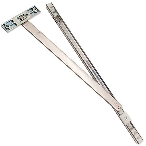 Truly PVC Supplies 1 x 335mm Stainless Steel Restrictor Door Stay with adjustable friction pad - holds open at 90°