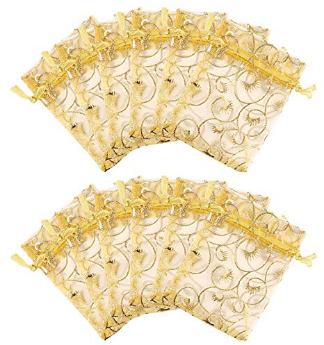 ROSENICE Organzabeutel Organzasäckchen Tunnelzug Geschenktüten Hochzeit Gunst Taschen Geschenk Schmuckbeutel 7x9cm - 100 Stücke