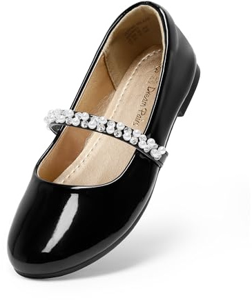 DREAM PAIRS flickor småbarn/små barn/stora barn Serena-100 Mary Jane Ballerina platta skor, Svart/Pat, 29.5 EU