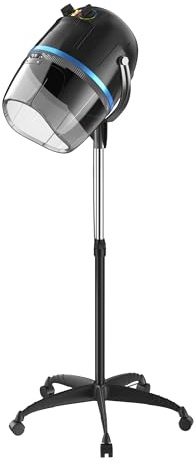 BBBuy Professional Height Adjustable Hair Dryer Hooded, Floor Standing Bonnet Hair Dryer, Stand Up Rolling Base w/Wheels for Beauty Salon Equipment Home Spa, Black