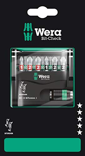 Wera Bit-Check 12 BiTorsion 1 SB, 12 Pieces, 05136385001
