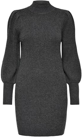 ONLY ONLKATIA L/S Dress KNT Noos Robe, Gris foncé mélangé, M Femmes